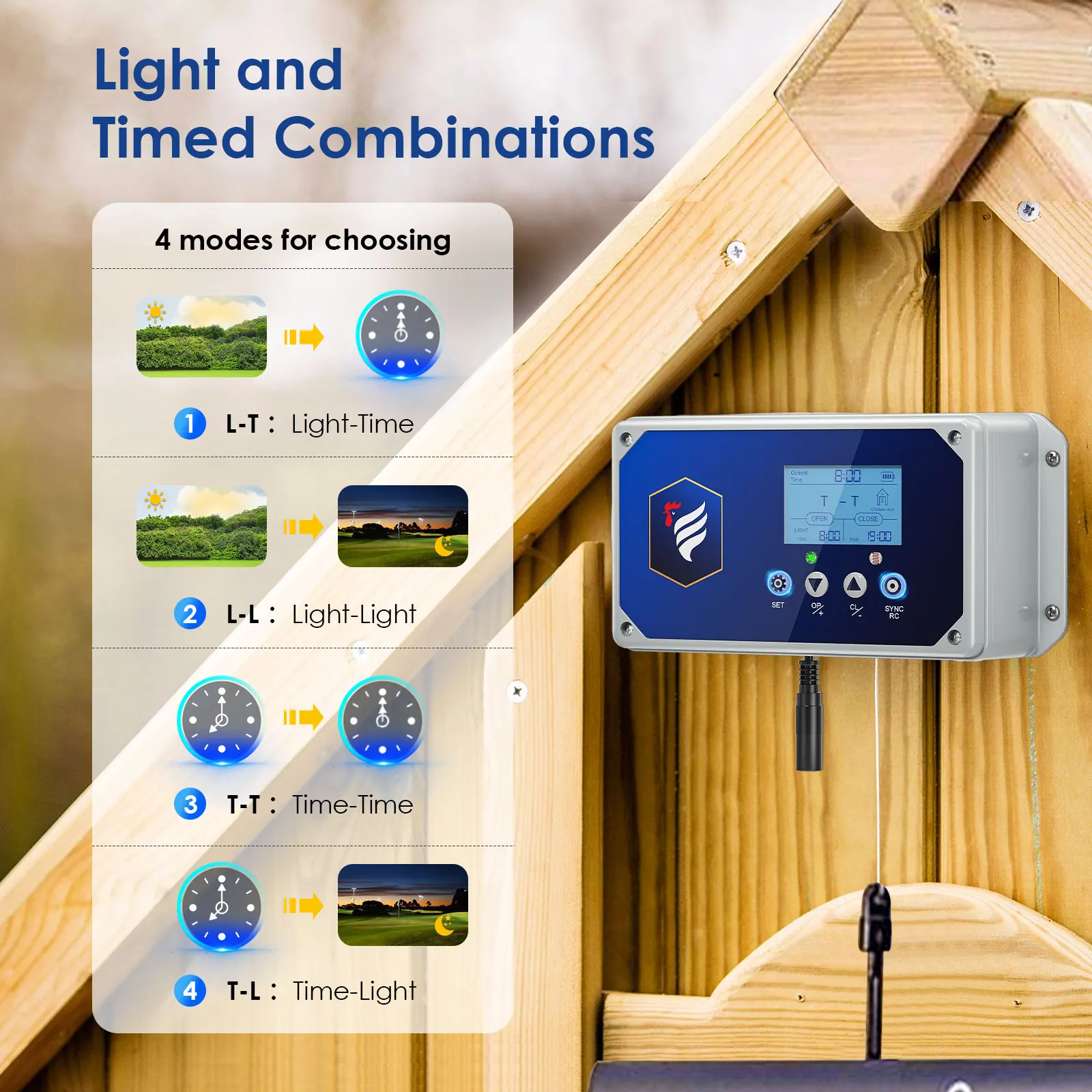 Automatic Chicken Coop Door Waterproof With Light Light Sensor Automatic Battery Induction Door Remote Control Up To 40 Meters