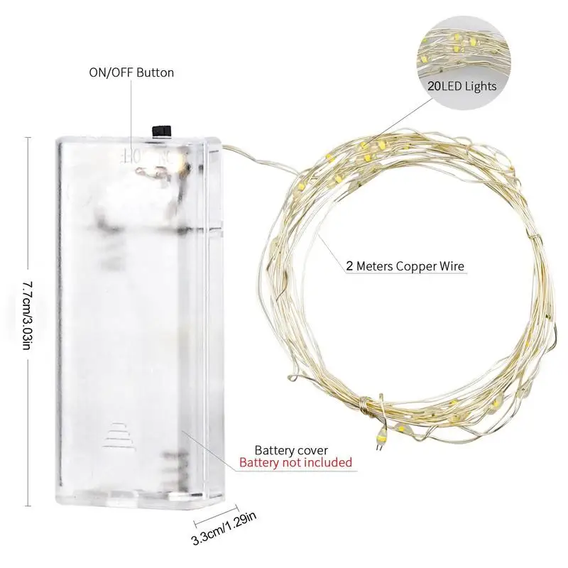 Lampu peri Led tali kawat tembaga lampu liburan luar ruangan karangan bunga untuk pohon Natal dekorasi pesta pernikahan
