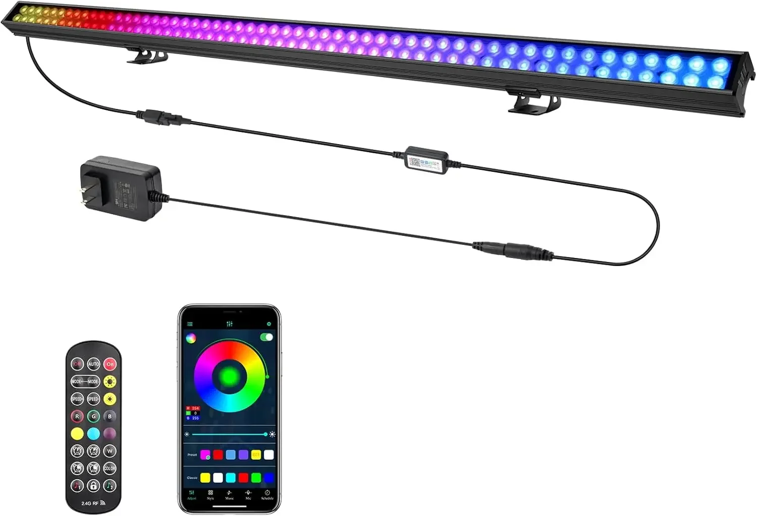 

Светодиодная RGB-панель для сцены 60 Вт - 108 светодиодов, DJ-панель с управлением через смарт-приложение и пультом ДУ, динамические световые эффекты с таймером и музыкальным синхронизированием