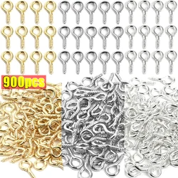 900/600/300pcs Mini DIY Tiny Hooks Small Screw Eye Pins Jewelry Findings Clasps Screw Threaded Pendants Stainless Steel Clasps