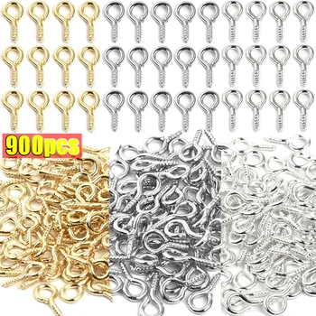 900/600/300pcs 미니 DIY 작은 후크 작은 나사 눈 핀 보석 결과 걸쇠 나사 스레드 펜던트 스테인레스 스틸 걸쇠