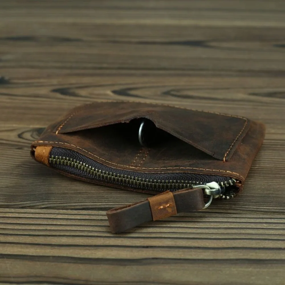 Handmade Leather Coin Purse with Zipper
