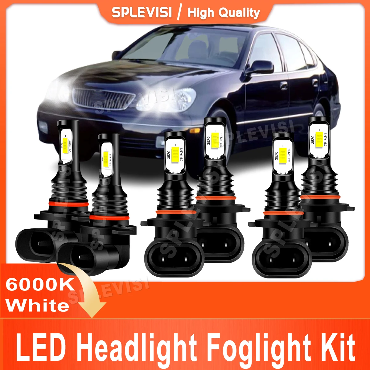 

LED Car Headlight High Low Beam Foglight 9005 9006 9006 Fit For Lexus GS300 1998 1999 2000 2001 2002 2003 2004 Plug And Play