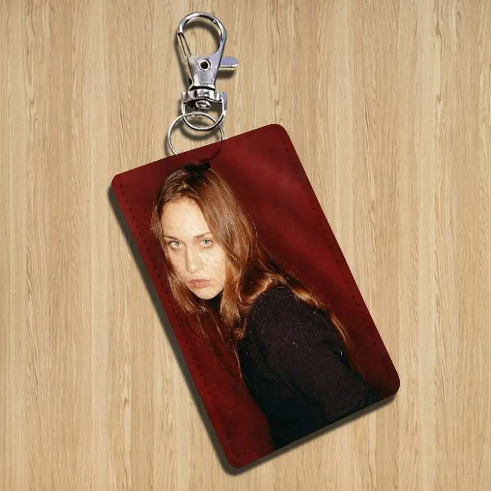F-Fiona Apple-S I Lover 長方形IDカードケースキーホルダー アクセスカードバッグキータグリング レザーカードホルダーキーリング アクセス