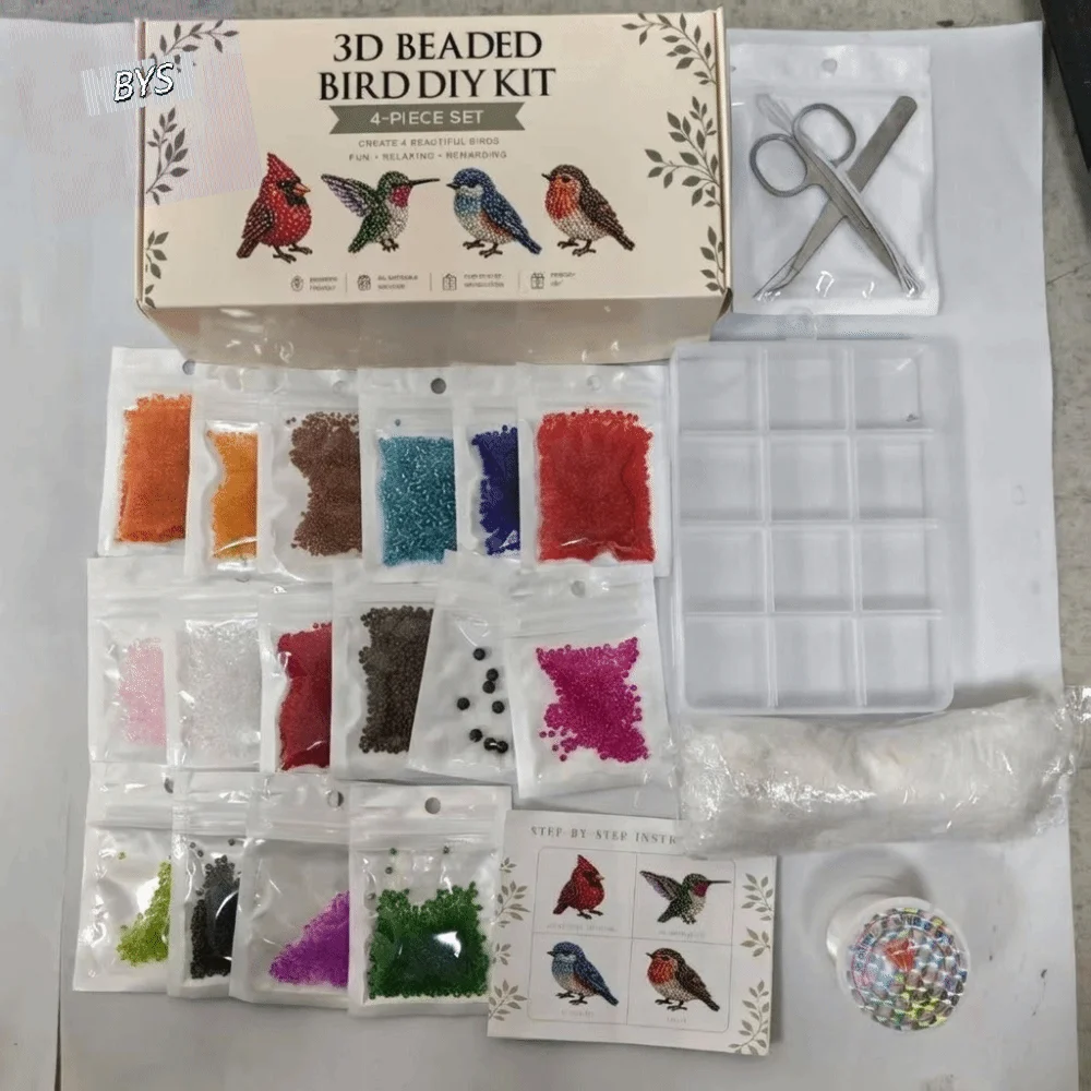 

Handmade DIY Animal Bead Embroidery Kit Colorful Mini 3D Bead Pet Keychain Making Kit Tiny Educational Beadwork Art Craft Set
