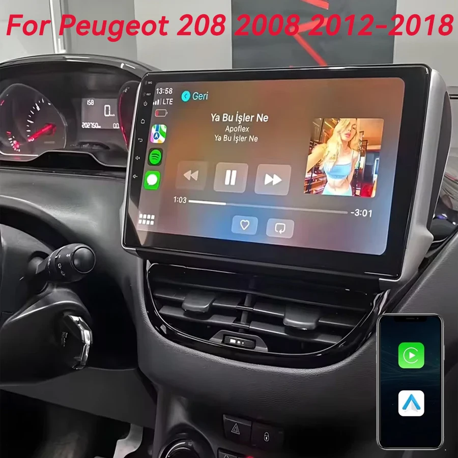 

Мультимедийный проигрыватель с Android 16, CarPlay и авто-навигацией для Peugeot 2008, 208 серии 2012, 2013, 2014 - 2018 годов, стерео, BT, видео, автомобильная магнитола