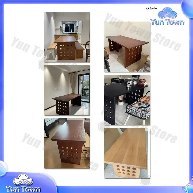 for Italian Ash Wood Home Desk for Solid Wood Creative Hole Table for Light Luxury Rectangular Simple Study Log Desk