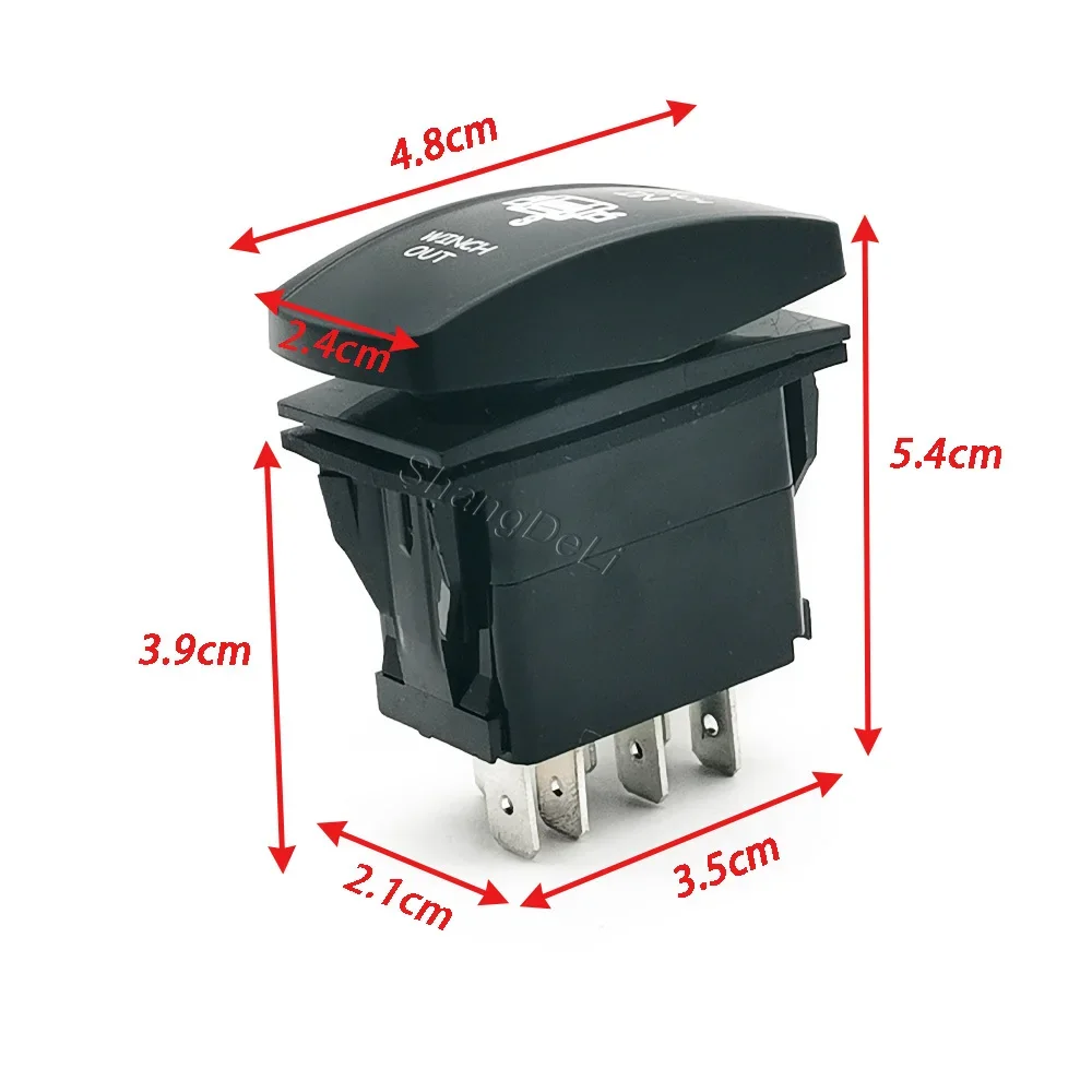 1PC 7Pin 12V Blue LED Laser Rocker Toggle Switch Winch in Out Button for Off Road Vehicles/ Yachts/ Jeep/ Trucks/ Ships