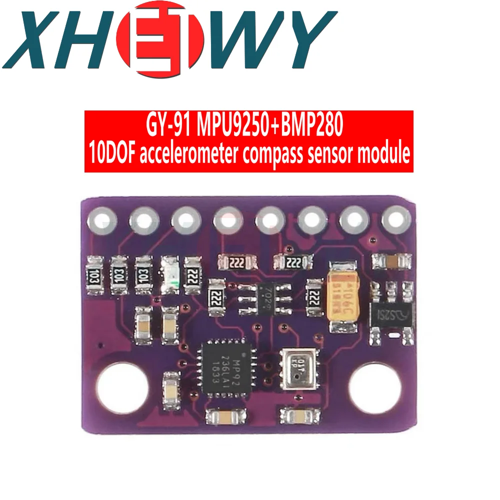 MPU-9250 3-5V MPU9250 BMP280 SPI IIC/I2C 10DOF Acceleration Gyroscope Compass 9-Axis Sensor Board Module GY-91 For Arduino