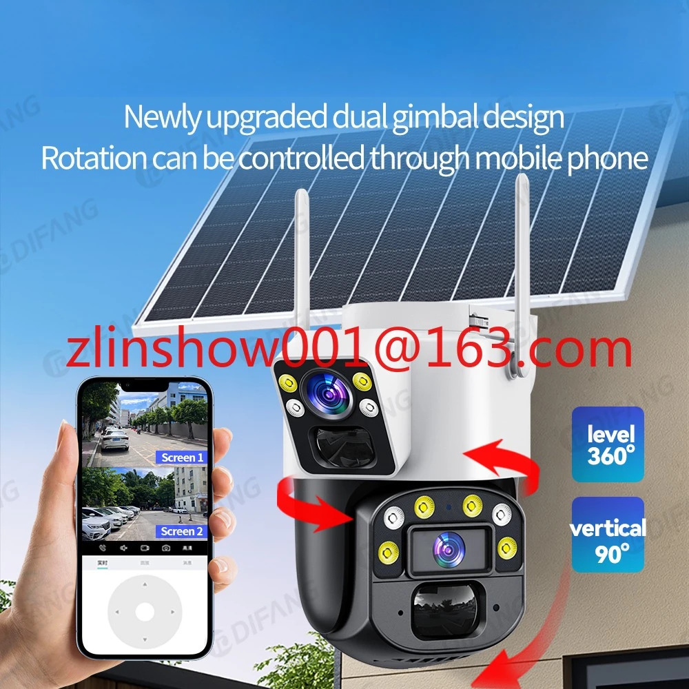 Cámara Solar 4G AOV de 8MP, lente Dual, detección Pir, visión nocturna, Audio bidireccional, cámara Solar 4G SIM de 360 grados, 24 horas siempre en línea