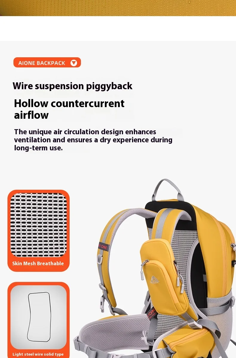 Aione Leichter Wanderrucksack, 25 l, Wander-Tagesrucksack, leichter Fahrradrucksack, atmungsaktiver Tagesrucksack für Damen und Herren – Detail 3