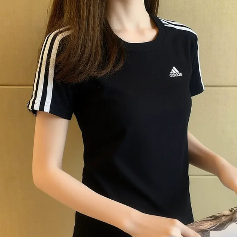 

Adidas Women's 2026 Summer New Slim Fit Sports Short Sleeve T-shirt Casual Slimming Top GL0784