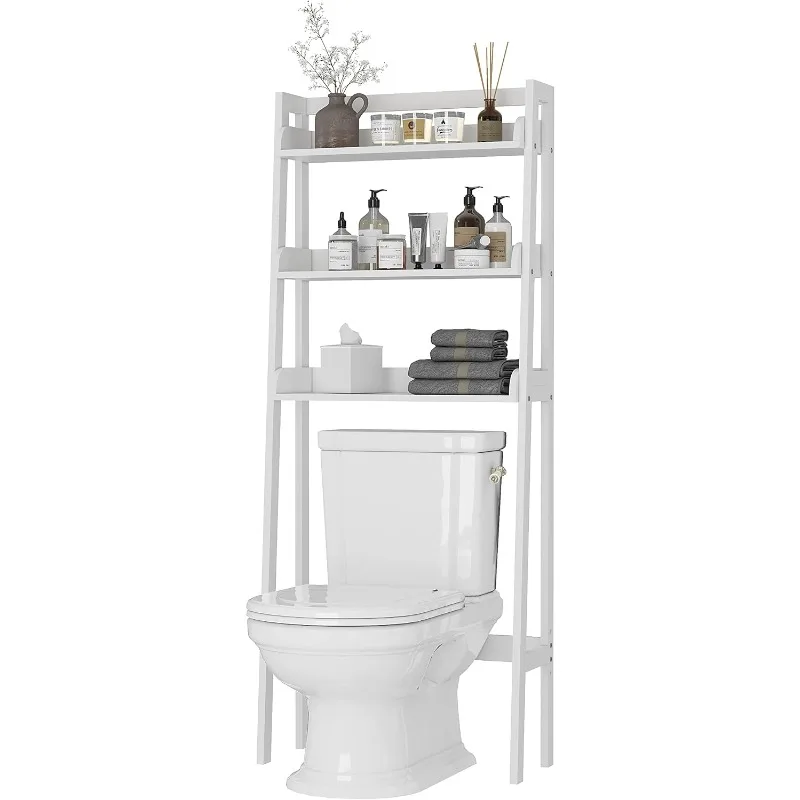 Over The Toilet Storage Shelf, 3-Tier Over Toilet Bathroom Organizer, Above Toilet Shelves Rack (White)