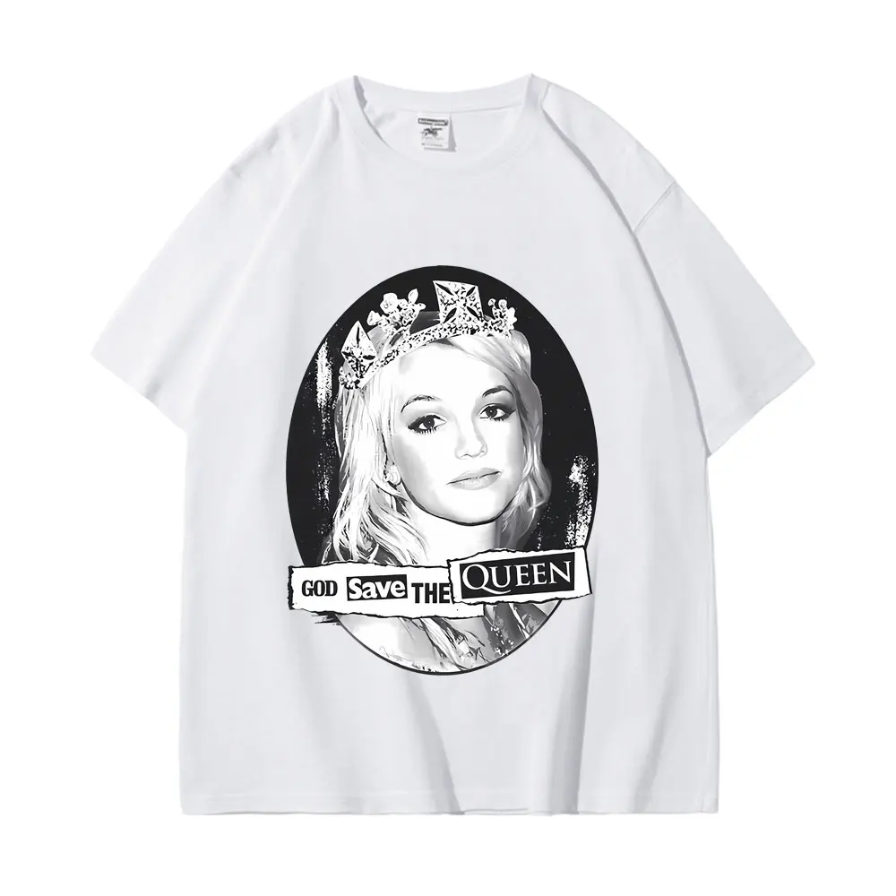 

Singer Britney Spears God Save The Queen Graphic T Shirt Men Women Retro Aesthetics T-shirt Fashion Casual Short Sleeve T-shirts