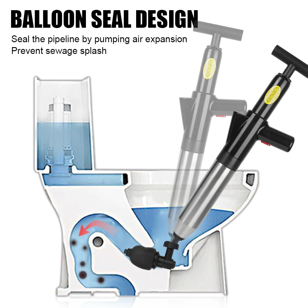 Sewer Pipe Unblocker Toilet Plunger High Pressure Drain Plunger Air Drain Blaster Dredge Clog Remover