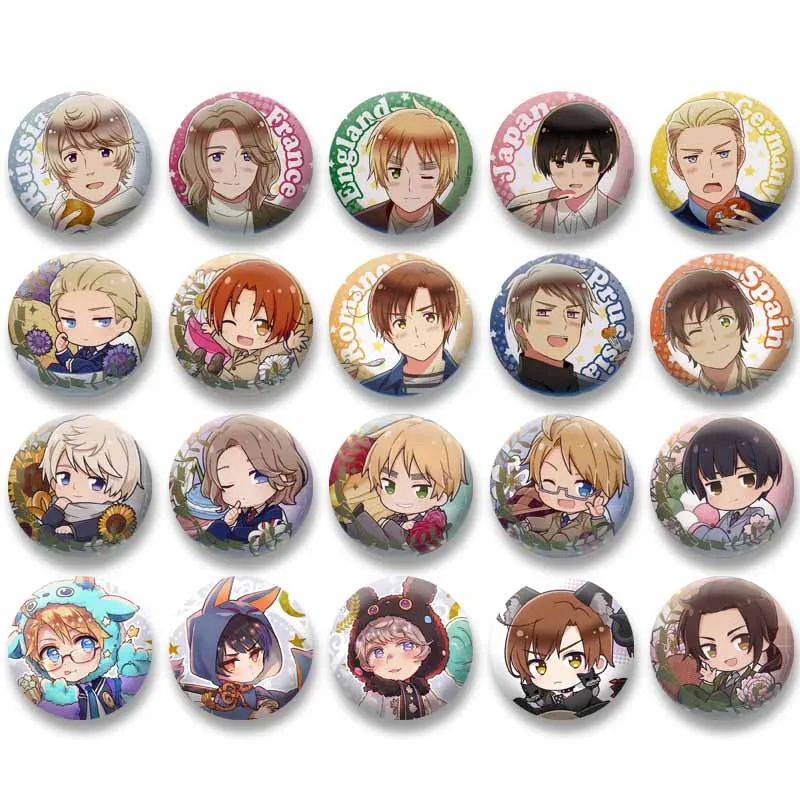 Broche de estrellas del mundo de Hetalia de Anime en mochila, decoración de sombrero, figura de dibujos animados, pines esmaltados, accesorios de Cosplay, insignia, regalo de joyería para amigos