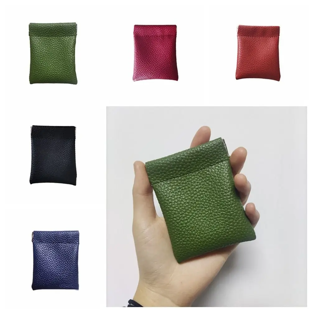 

Self-closing Leather Makeup Coin Purse Waterproof Large Capacity Self-closing Lipstick Bag Mini Korean Style Mini Makeup Bag