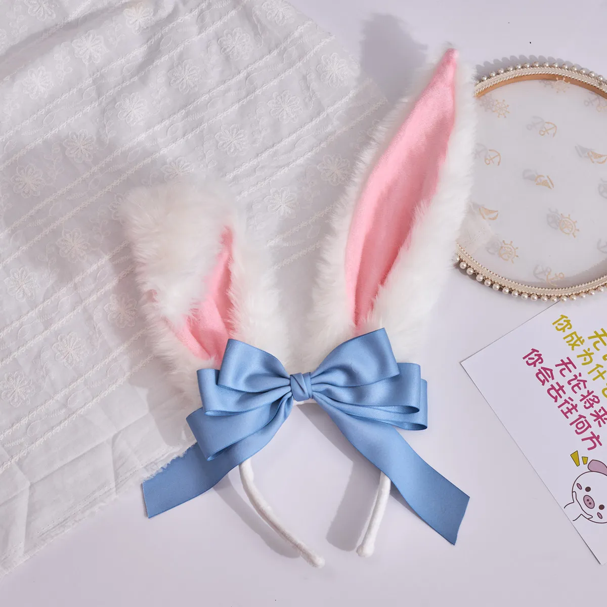 

Plush Rabbit Ears Bow Headband Multi-colored Lolita Rabbit Ear Hair Accessories Handmade Cos Headdress