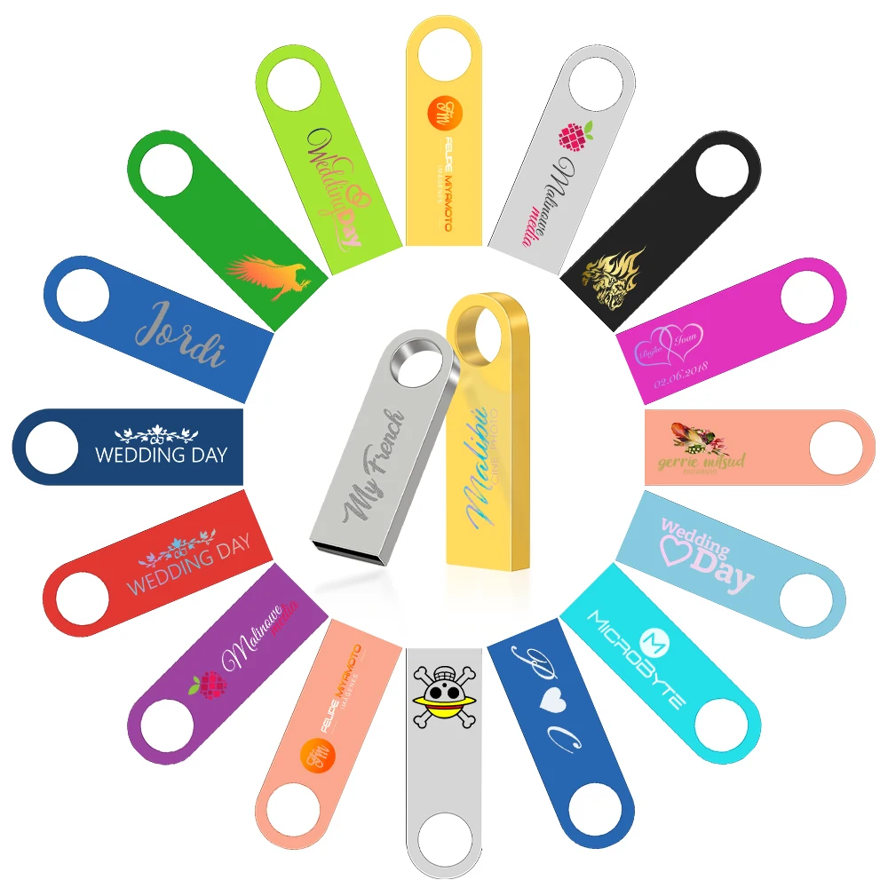 Free Custom Logo USB Flash Drive 128GB Mini Metal Pen Drive 64GB Key Chain Pendrive 32GB Red Blue Memory Stick 16GB U Disk 8GB