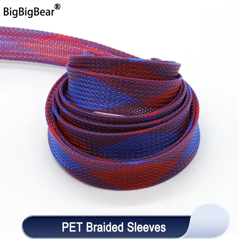 

1~50m PET Braid Sleeve Blue Red2/4/6/8/10/12/14/16/20mm High Density Sleeving Snake Skin Cable Wrap Sheath For Electric Cables