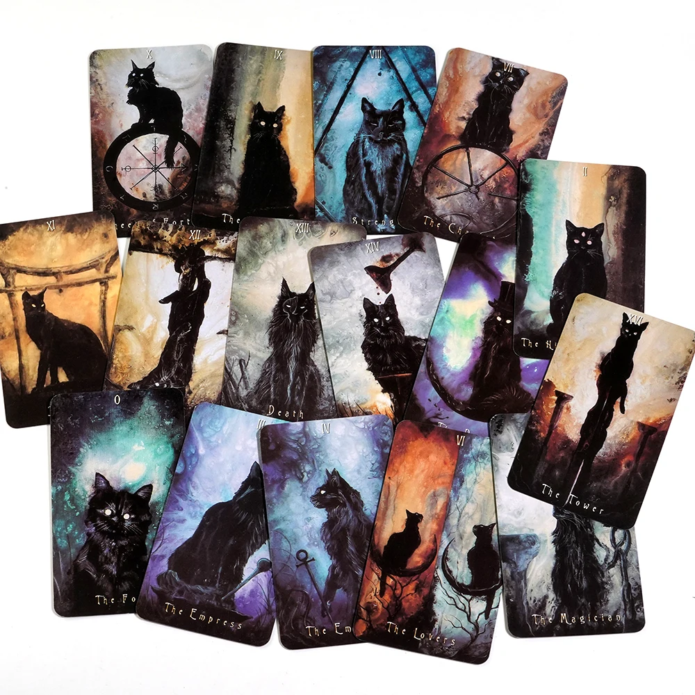 Haunted Cat Tarot,Black Cat Fearless Family Oracle Card, Family Party Entertainment Game Cards
