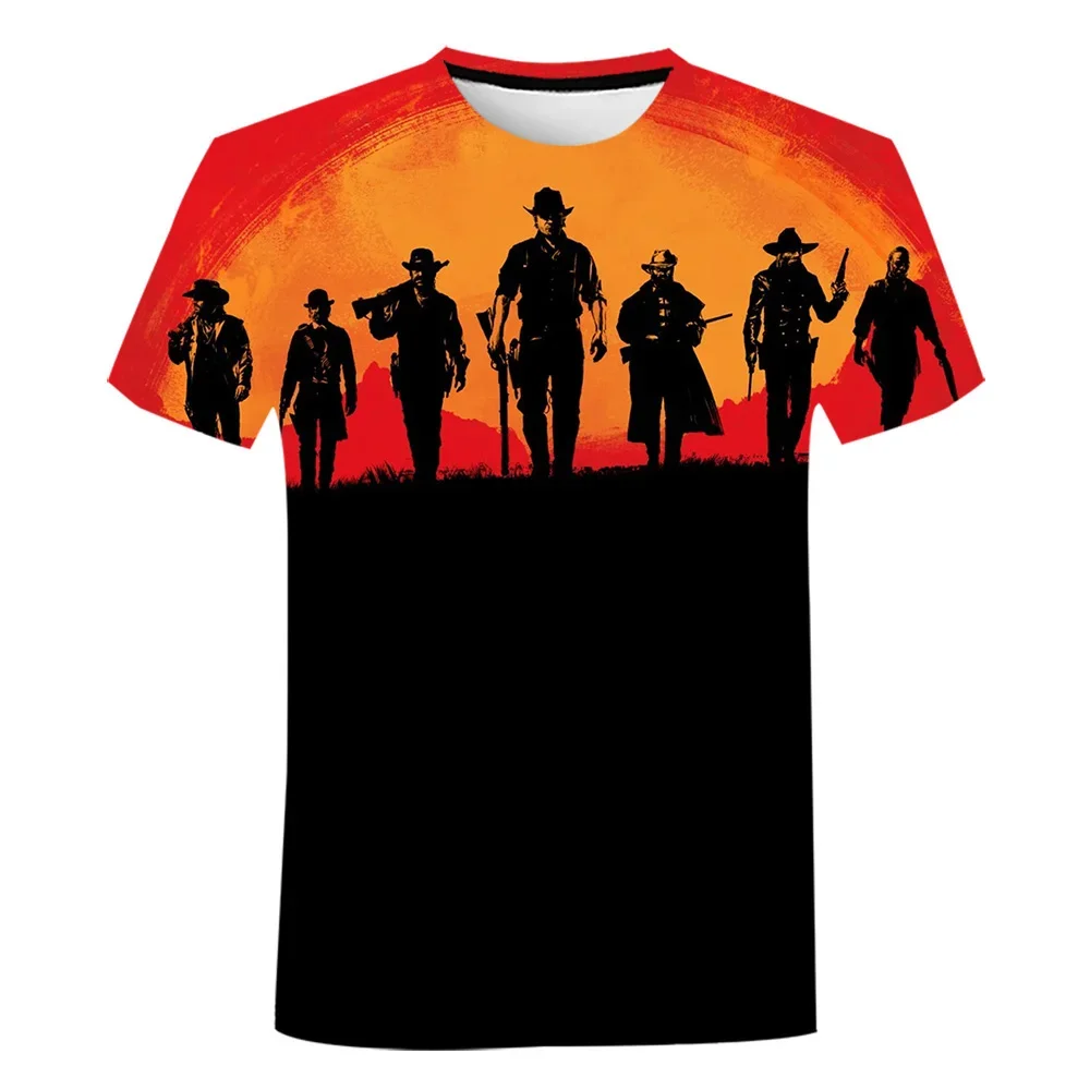 Red Dead Redemption 2 3D Print T Shirt extragrande para meninos e meninas, Streetwear de verão, T-shirt neutro, tops infantis