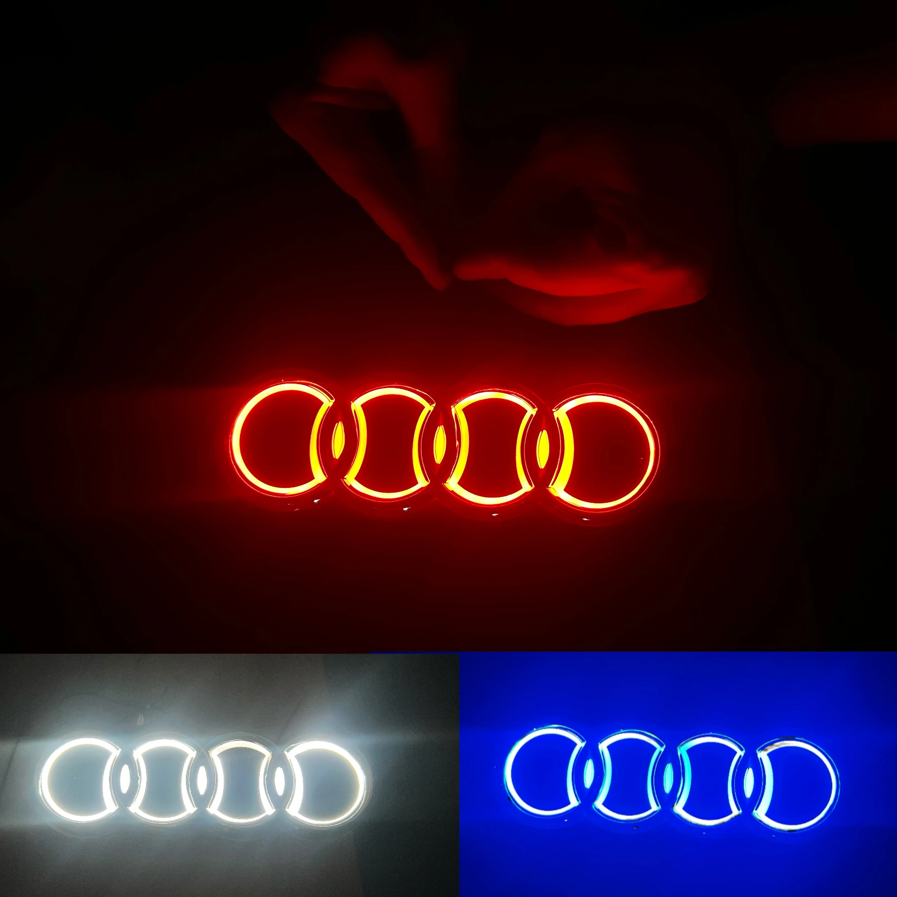 18*5.8CM 5D logo LED car trunk logo lamp is suitable for Audi A3A45A 7A8S3 S4 S5 S6 S7 Q3 Q7TT decoration. Tail luminous badge 