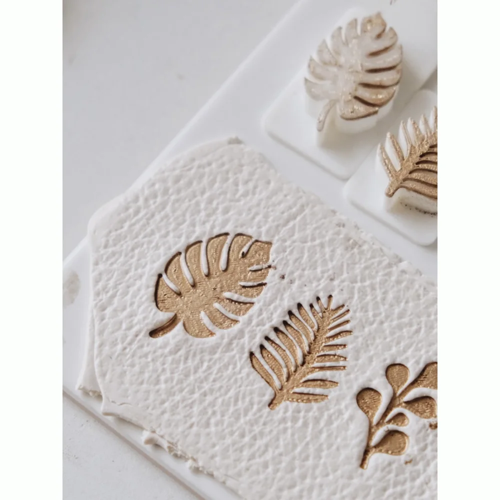 5Pcs/Set Jewelry Making Kit Plant Leaves Stamps Polymer Clay Molds Pottery Ceramic Embossed Jewelry Earring Making Tools view 4