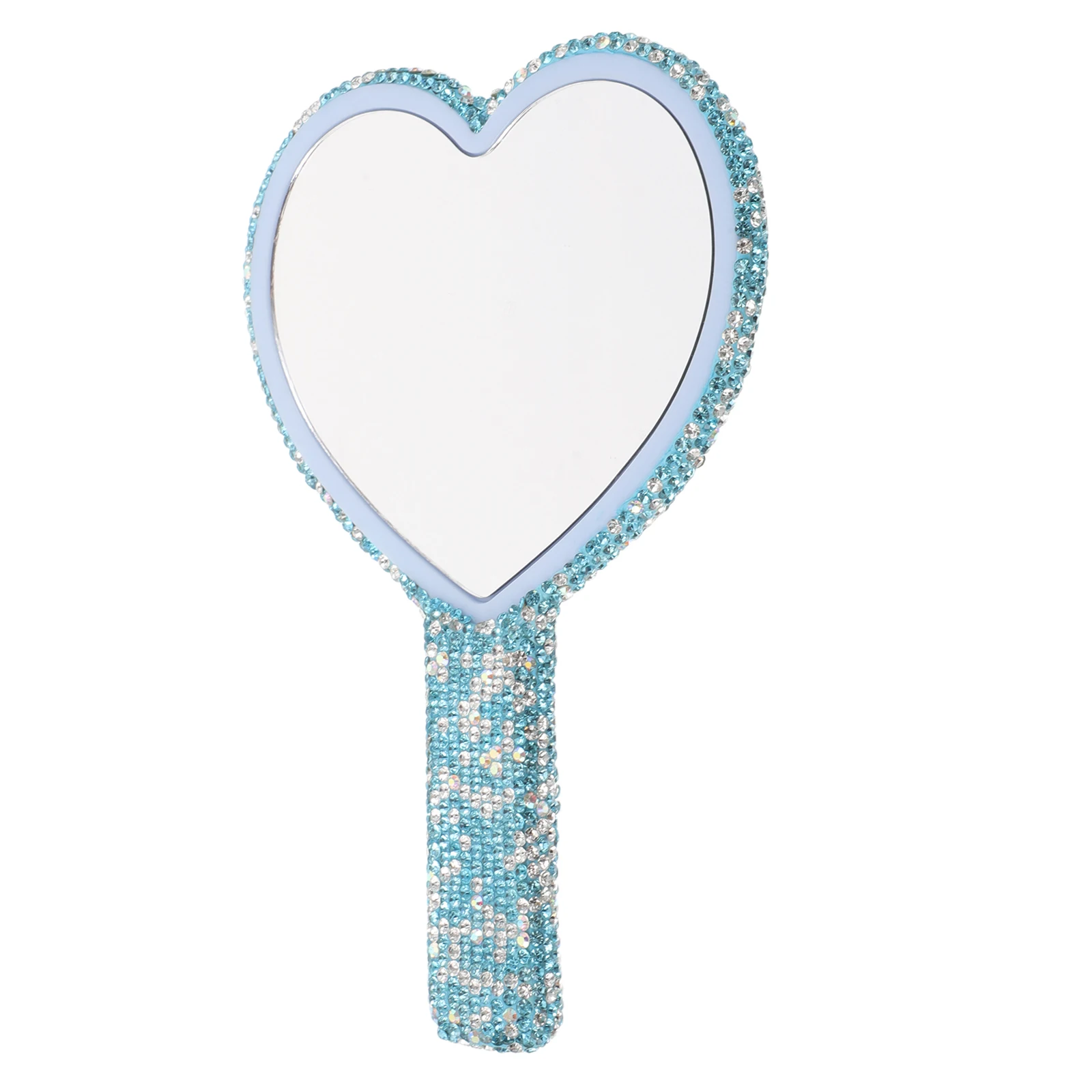 Portable Heart Shaped Hand Mirror Ergonomic Handle Compact Plastic Makeup Mirror Lightweight Personal Pocket Travel Vanity