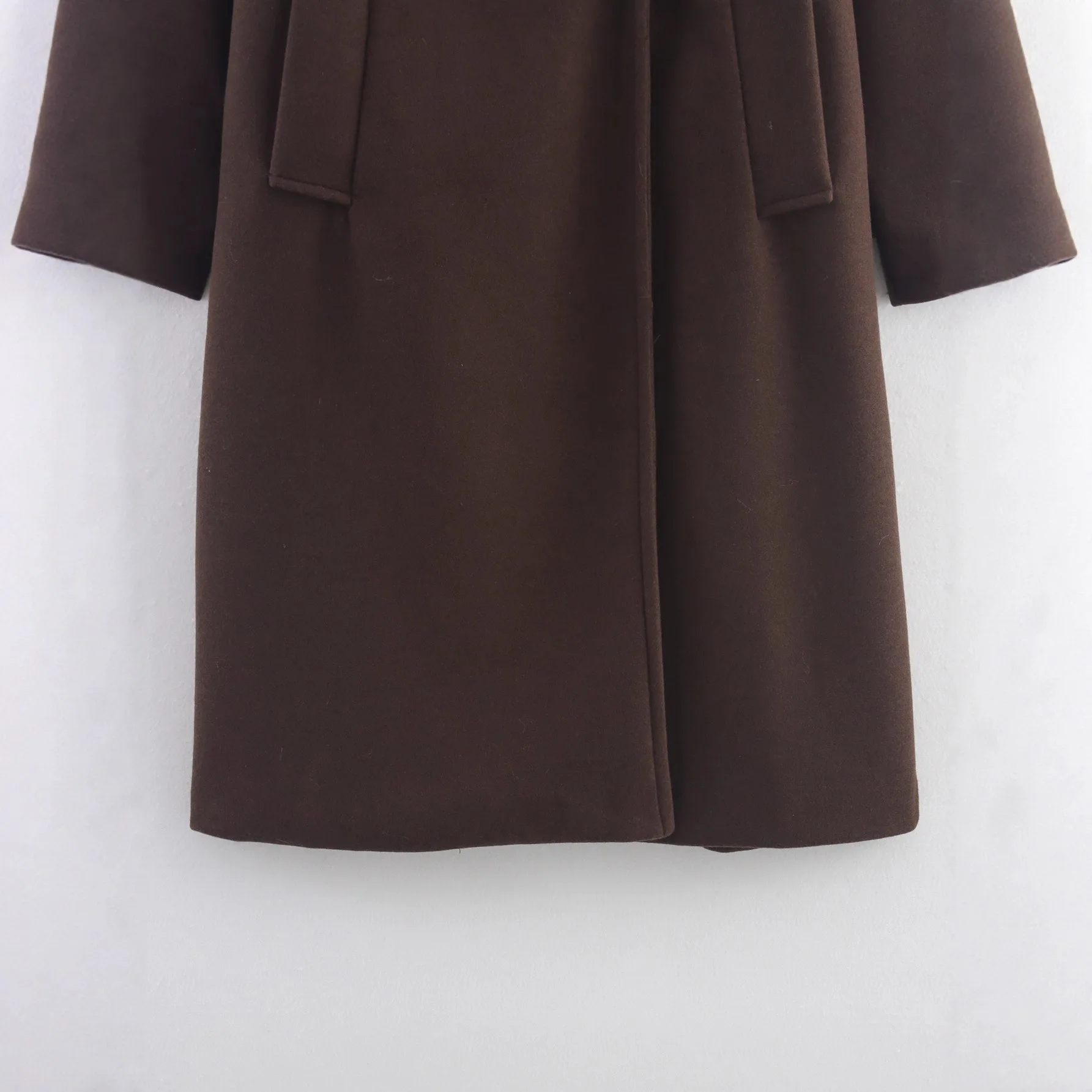 معطف صوفي طويل للنساء سترة بياقة مقلوبة معاطف صوفية دافئة معطف واحد الصدر ملابس خارجية معطف خريف وشتاء #4