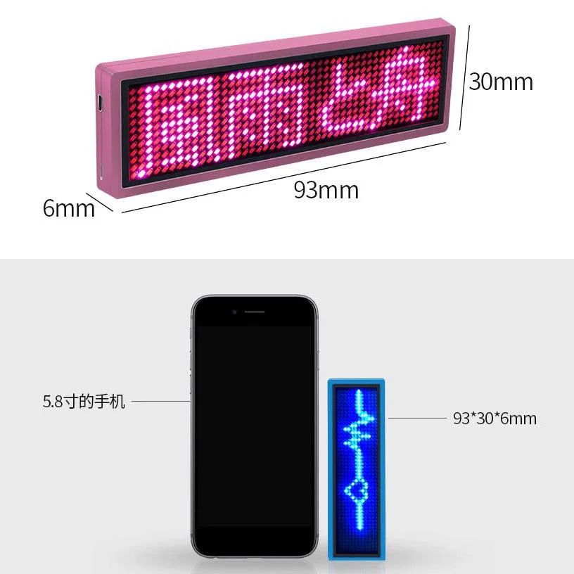 Imagem -05 - Recarregável Bluetooth Digital Led Badge Insignia Faça Você Mesmo Programável Scrolling Message Board Mini Display Led Name Tag