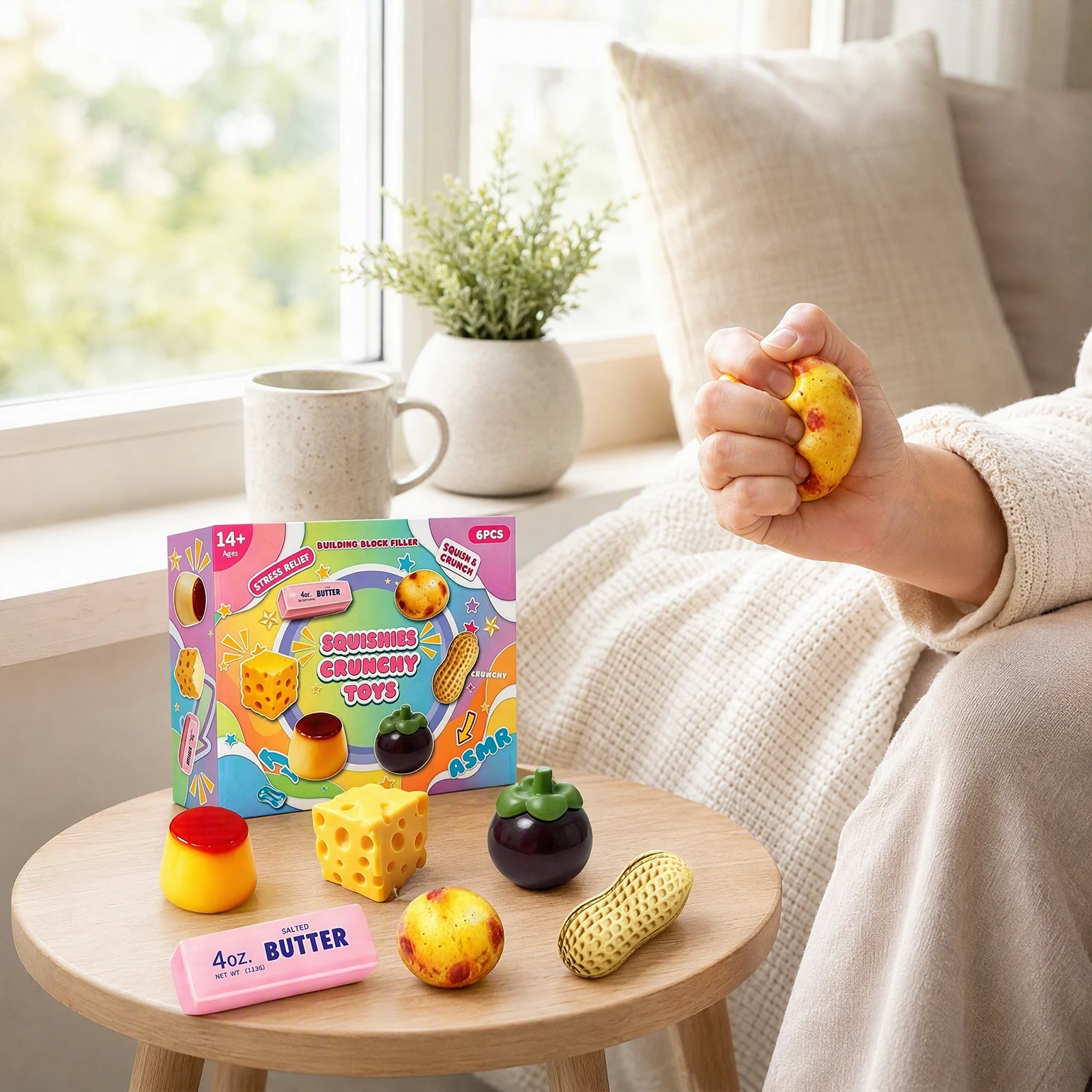 6PCS Soft Foam Crunchy ASMR Building Block Filler Fidget Sensory Soft Squish Toy Pack