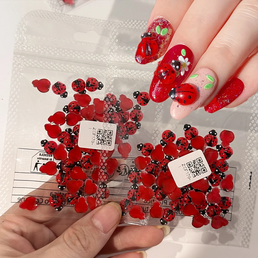 Art Craft Ladybug - 50 adet reçine karikatür uğur böceği