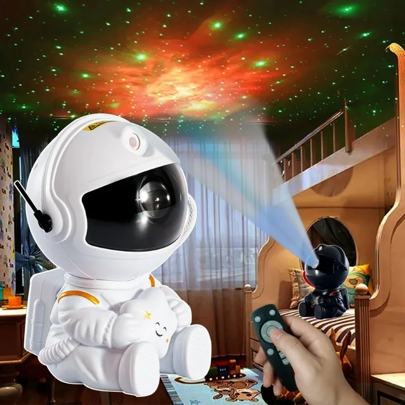 Rocket Astronaut Starry Sky Projection Light LED Night Light Moonlight Table Light Decoration Bedroom Game Room Children's Gift