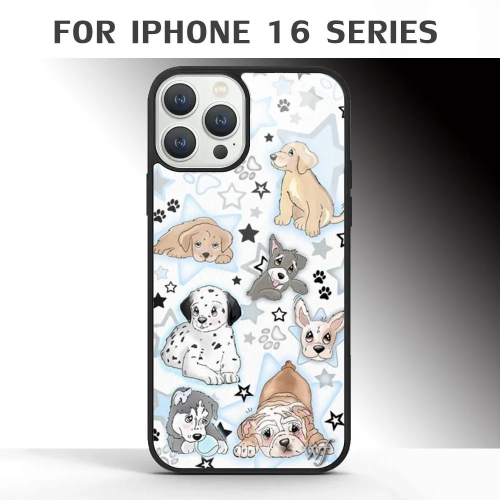 Puppy Party Phone Case For IPhone 16 16pro 16plus 16promax Pro Plus Max Mirror Acrylic PC TPU Cover