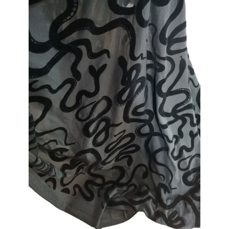 1Yard dehnbarer schwarzer beflock ter Samts toff Spandex Mesh Stoff afrikanischer Spitzens toff von Hof für Kleid DIY Näh kleidung