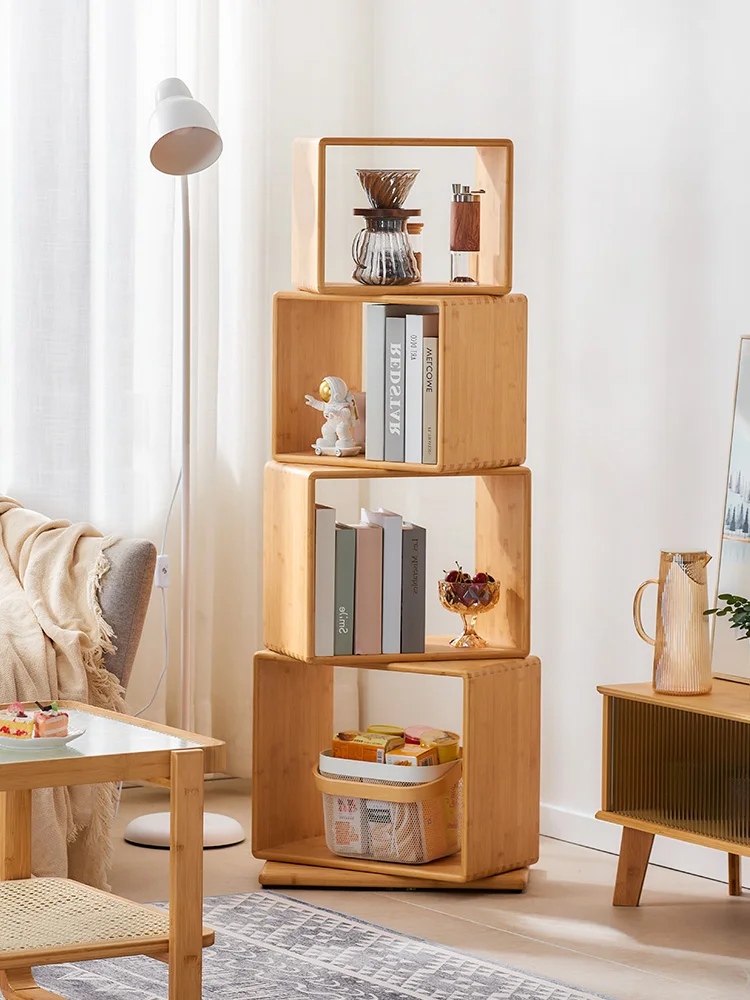 

Rotating bookcase shelf landing living room desk storage display rack home children's bookcase modern simplicity.