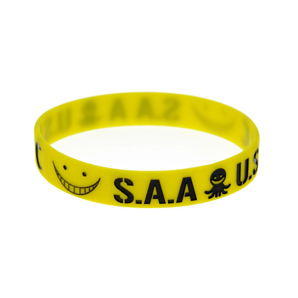 Gelbes Armband mit geprägtem Silikonarmband mit individuellem Logo als Werbegeschenk – Detail 8