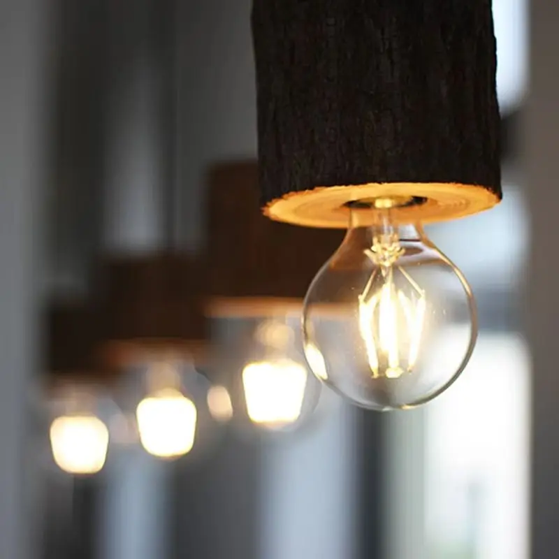 

Original Lumber Wood Pendant Lamp Round Log Suspension Lighting Hotel Loft Shop Office Dining Room Hanging Ceiling Chandelier