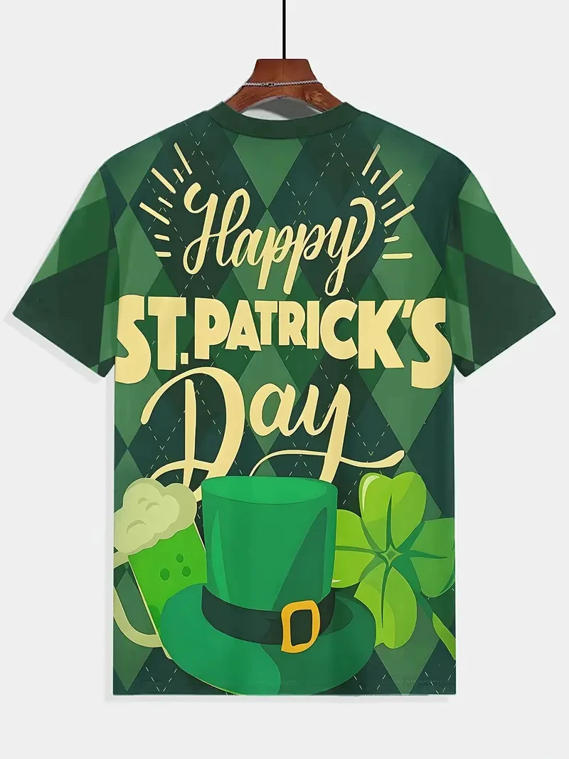 الأيرلندية خمر سانت باتريك يوم رجل تي شيرت سانت باتي يوم البرسيم الأخضر ثلاثية الأبعاد تي شيرت مطبوع المألوف عادية بلوزات مستديرة العنق Chilren