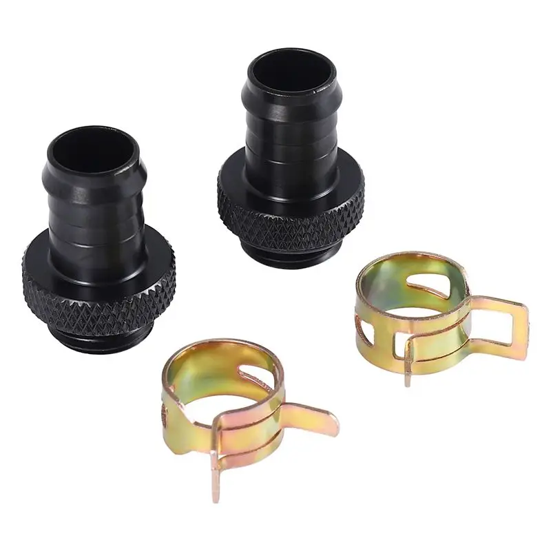 

AY14 -2Pcs Barb Fitting Computer Water Cooling Radiator Copper Heatsinks Cooler Clamp For 3/8 Inch Id Tubing G1/4 Chromed Del