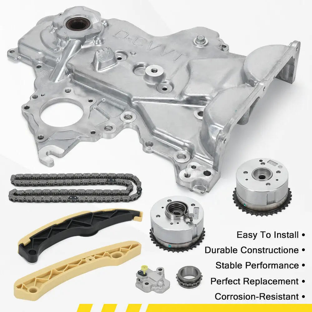 Distributiekettingset + VVT-versnelling + oliepompdeksel Past op Hyundai Veloster Elantra Kia 12-21