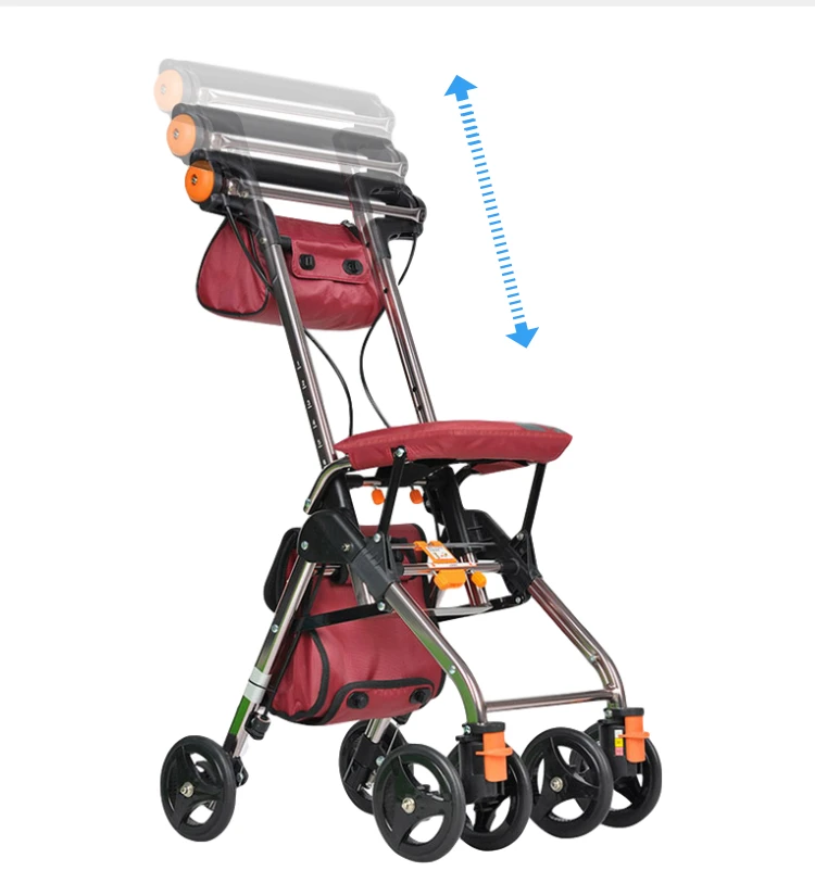 The elderly walker can sit on the ultra-light portable and lightweight elderly walker trolley