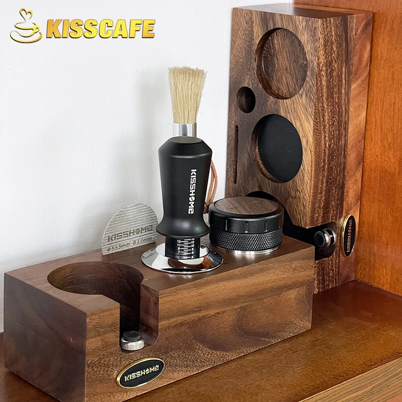 Coffee Tamping Station Portafilter Holder Walnut Wooden Base 51MM 54MM 58MM For Delonghi Breville Espresso Accessories Barista