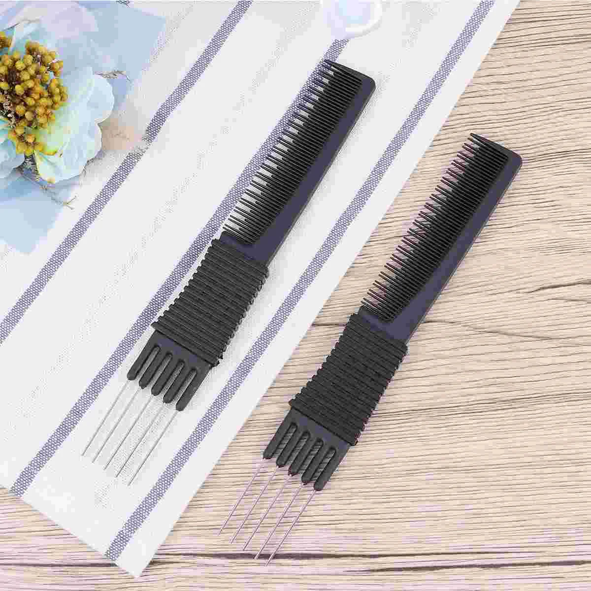 Black Carbon Fiber Anti-Static Steel Wire Clip Comb Rat-Tail Comb Hair Tool hair comb anti-static haircut comb