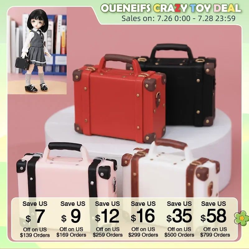 

1/6 BJD Vintage Suitcase For Girls Boys Doll Accessories Luodoll Oueneifs Chinabjd Doll 26cm YOSD MSD Size Doll Toys