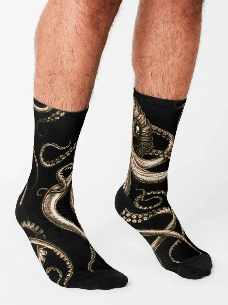 Chaussettes Kraken en bronze pour hommes et filles, cadeau de Noël, football, hockey anti-ald, spinmass