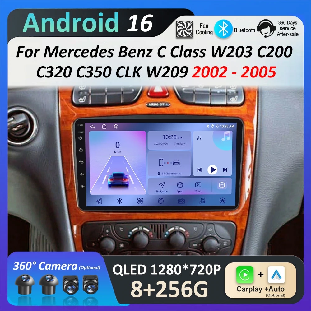

Android 16 for Mercedes Benz C Class W203 C200 C320 C350 CLK W209 2002 - 2005 Car Video Multimedia Player DSP Stereo Accessories