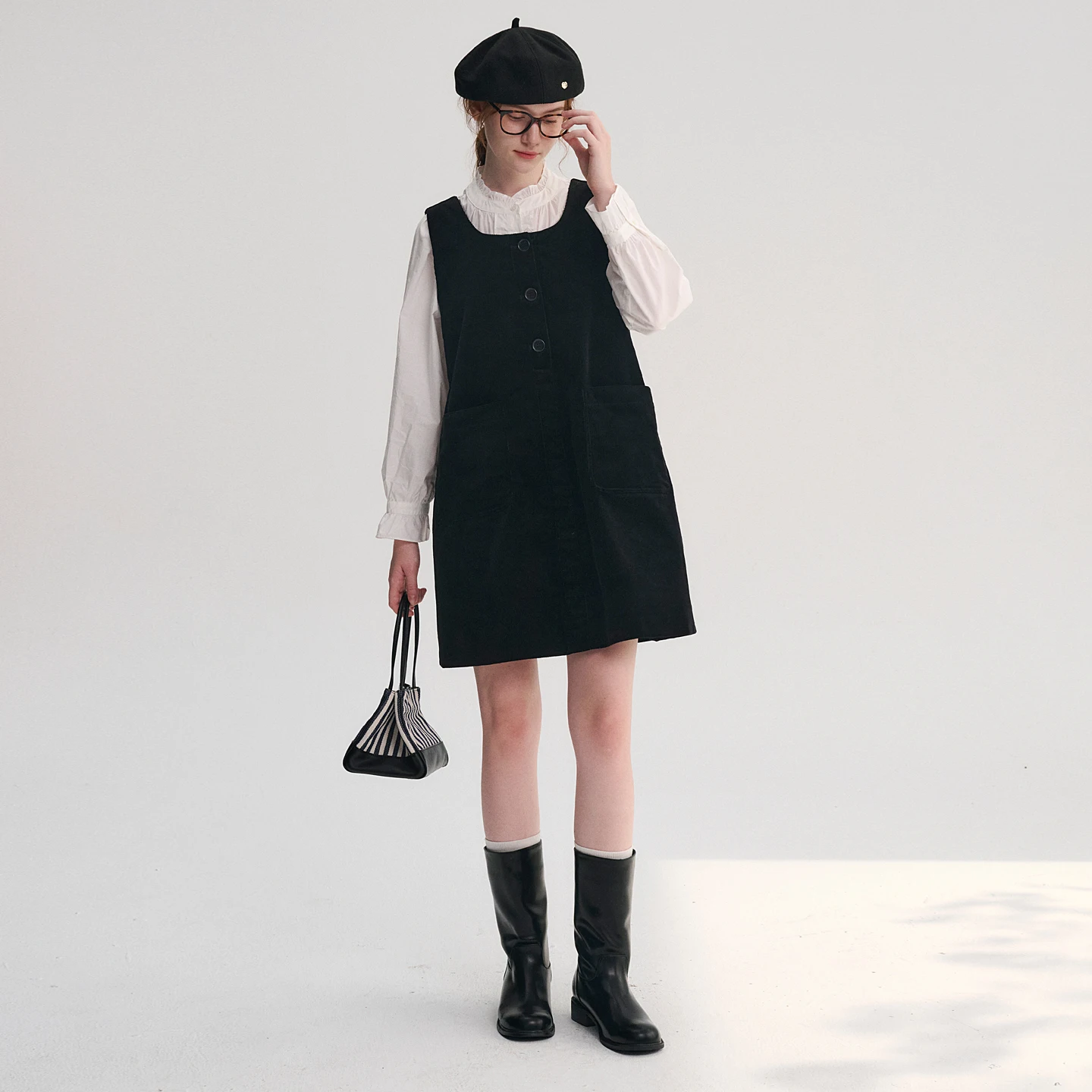 

Spring New Hand Pleated A-Line Velvet Skirt Dr Women's Cotton Soft Comfortable Non-fading Easy-care A-Line Dr