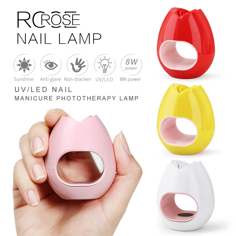 ClouBeaute Rose Shape UV LED Nail Dryer Nail Lamp Curing 8W 4 light beads 60S Timer USB Portable Compact Suitable For Gel Polish